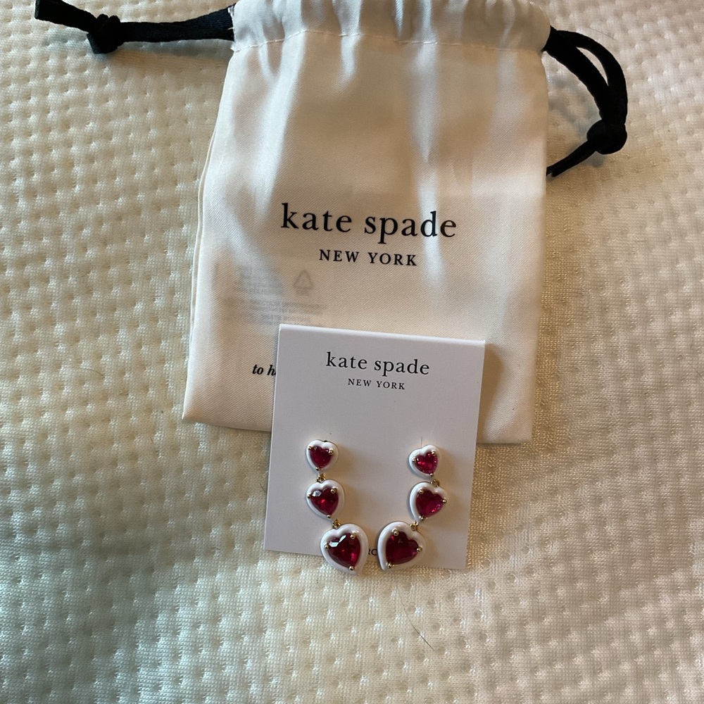 NWT Kate Spade Red Heart Earrings - Picture 3 of 4